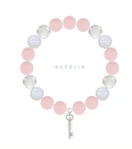 Aucelia pink crystal bracelet with silver key charm