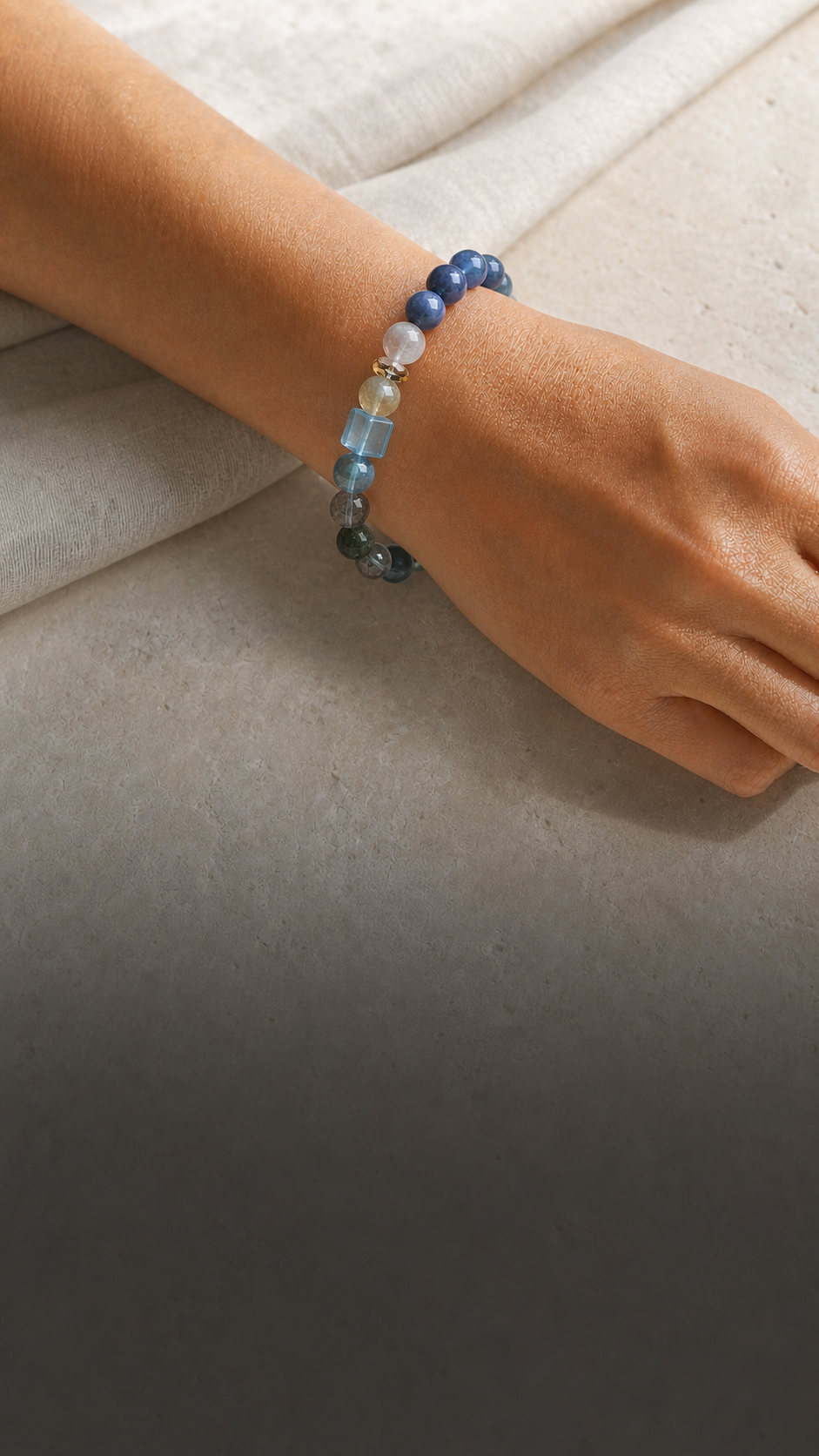 Aucelia crystal bracelet worn on the wrist